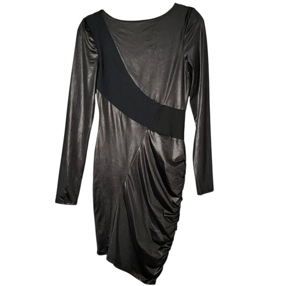 Bebe Addiction Womens Y2K Black Bandage Ruched Bodycon Long Sleeve Dress Medium - Picture 5 of 11